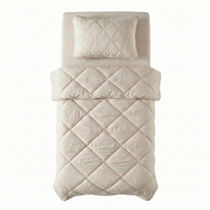 Penelope Microfiber Kumaş Tek Kişilik Krem Yastık Yorgan Seti - Colors In Comfort görseli 2