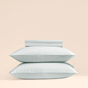 Penelope %100 Pamuk Percale Lastikli Çarşaf 100x200 Cm Mavi - Pure Serisi görseli 2