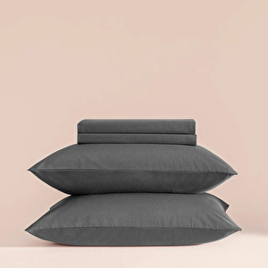 Penelope %100 Pamuk Percale Lastikli Çarşaf 120x200 Cm Antrasit - Pure Serisi görseli 2