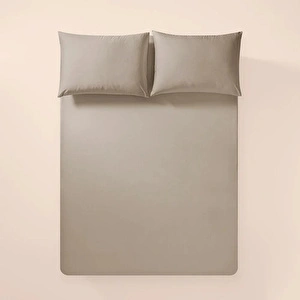 Penelope %100 Pamuk Percale Lastikli Çarşaf 120x200 Cm Taş Rengi - Pure Serisi görseli 1