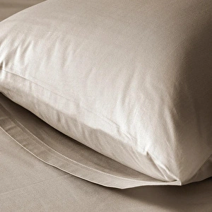 Penelope %100 Pamuk Percale Lastikli Çarşaf 120x200 Cm Taş Rengi - Pure Serisi görseli 3