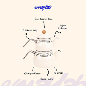 Emaylab Mood Emaye Çaydanlık Takımı Ahşap Tepeli