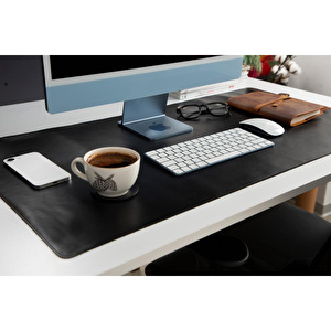 Bloominbag Still & Silent – Charcoal Gerçek Deri Masa Matı Macbook Altlığı Ve Mousepad görseli 2