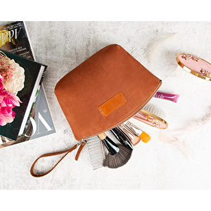 Bloominbag Muted Chestnut – Deri Makyaj Çantası görseli 3