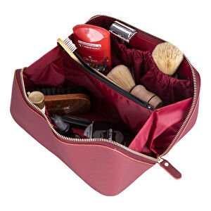 Bloominbag Ella Terra Burgendy Bordo Deri Makyaj Çantası görseli 3