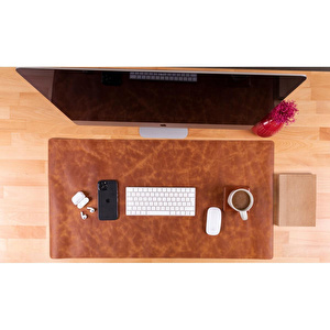 Bloominbag Still & Silent – Golden Tan Gerçek Deri Desk Mat Macbook Altlığı Ve Mousepad görseli 3