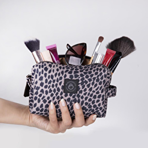 Bloominbag Leopard Cita Noir Makyaj Çantası Ve Kompakt Kozmetik Organizer görseli 2