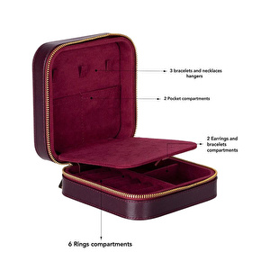 Bloominbag Amanda Burgundy Bloom Grande Gerçek Deri Takı & Mücevher Kutusu görseli 4