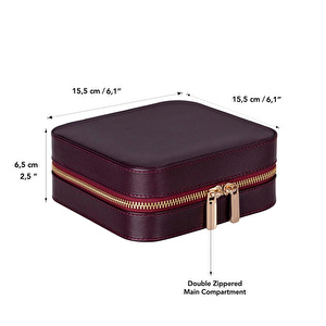Bloominbag Amanda Burgundy Bloom Grande Gerçek Deri Takı & Mücevher Kutusu görseli 5