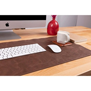 Bloominbag Still & Silent – Saddle Brown Gerçek Deri Desk Mat Macbook Altlığı Ve Mousepad görseli 4