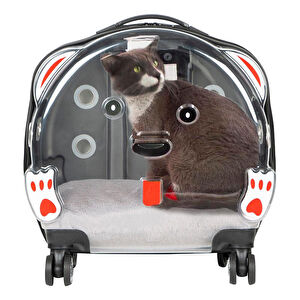 Bloominbag Pawbuddy Clear Travelmate– Gri Ve Şeffaf Tekerlekli Lüks Evcil Hayvan Taşıma Çantası