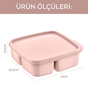 Vienev 3'lü Set Bölmeli Kare Saklama Kabı Pembe görseli 5