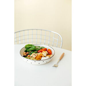 Emaylab Black Cupid Emaye Bowl Tabağı - Bowl Kase - Salata Kasesi - Sunum Kasesi 21cm