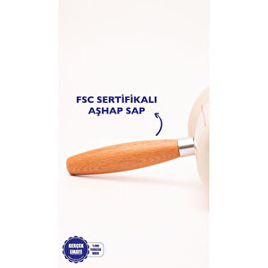 Emaylab Cupid Kareli Emaye Ahşap Saplı Cezve (500ml-6 Kişilik)