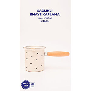 Emaylab Black Cupid Emaye Ahşap Saplı Cezve (500ml-6 Kişilik)