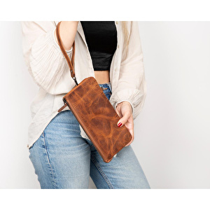 Bloominbag Majeste Rust Brown Curated Deri Clutch Bag görseli 3