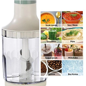 Berghoff Gem Retro 1200 W El Blender Seti – 800 ml Hazne, 5 Parça Aksesuar, Metal Konektör | Mint Yeşil görseli 2