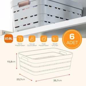 Vienev 6'lı 10,8 Litre Delikli Saklama Kutusu Antrasit