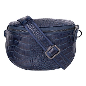 Bloominbag Alora Scarlet Heat Croc Lacivert Deri Bel Çantası