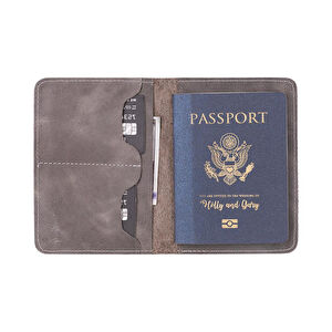Bloominbag Viaggio Voyager Gray Chic Deri Pasaport Ve Kart Kılıfı