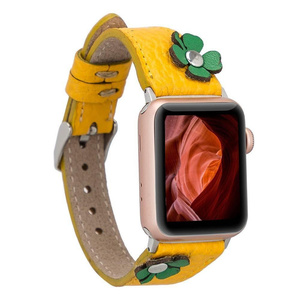 Bloominbag Clover Bloom Deri Güneş Sarısı Apple Watch Kordon-40/41/42mm