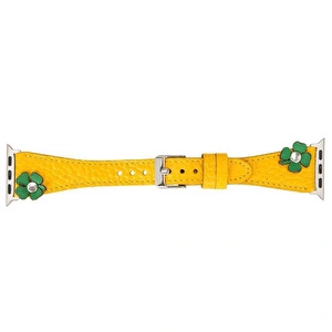 Bloominbag Clover Bloom Deri Güneş Sarısı Apple Watch Kordon-40/41/42mm