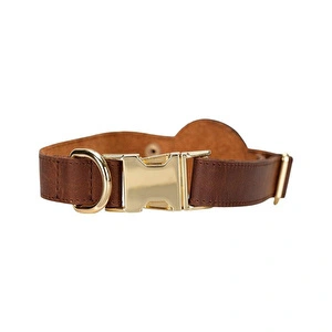 Bloominbag Bloompaw Saddle Brown Airtag Yuvalı Hakiki Deri Pet Tasma görseli 2