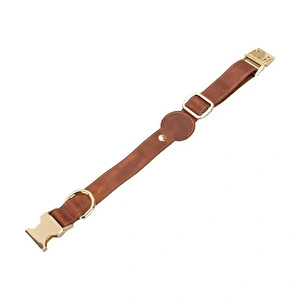 Bloominbag Bloompaw Brown Airtag Yuvalı Hakiki Deri Pet Tasma görseli 1
