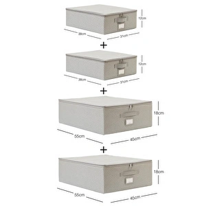 Ocean Home Textile 4'lü Gri Balıksırtı Destekli Hurç Set 2 Adet 31 X 38 X 12 + 45 X 55 X 18 Cm görseli 3