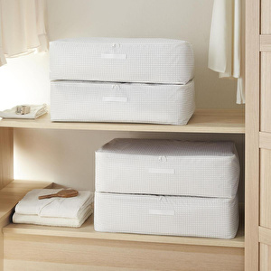 Home Wave 4'lü Mega Boy Gri Pötikare Baza Altı Hurç Set 74 X 46 X 22 Cm