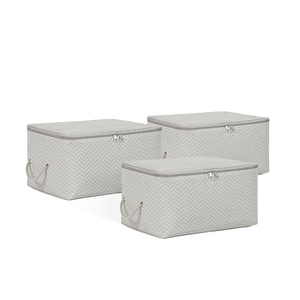 Ocean Home Textile 3'lü Küçük Boy Gri Balıksırtı Hurç Set 30 X 22 X 18 Cm görseli 2