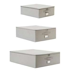 Ocean Home Textile 3'lü Gri Balıksırtı Destekli Hurç Set 31 X 38 X 12 + 45 X 55 X 18 + 55 X 70 X 18 Cm görseli 2