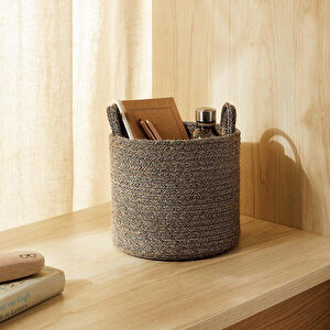 Ocean Home Textile Siyah Kırçıllı Jüt Halat Sepet 26 X 22 Cm
