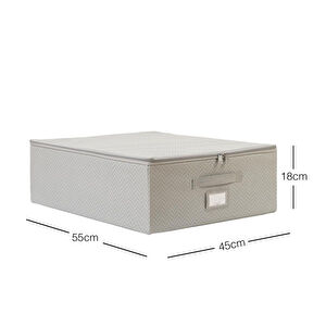 Ocean Home Textile Orta Boy Gri Balıksırtı Destekli Kutu Hurç 45 X 55 X 18 Cm görseli 2