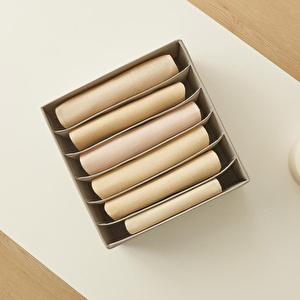 Ocean Home Textile 6 Bölmeli Gri Balıksırtı Çekmece İçi Düzenleyici Kutu 28 X 28 X 13 Cm görseli 2