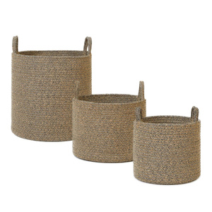 Ocean Home Textile 3'lü Siyah Kırçıllı Jüt Halat Sepet Set 26 X 22 / 35 X 27 / 40 X 40 Cm görseli 2