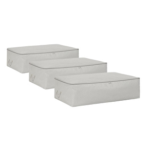 Ocean Home Textile 3'lü Mega Boy Gri Balıksırtı Baza Altı Hurç Set 74 X 46 X 22 Cm görseli 2