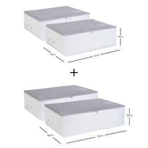 Ocean Home Textile 4'lü Gri Renk Stuff & Things Baza Altı Hurç Set görseli 2