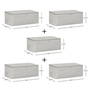 Ocean Home Textile 5'li Orta Boy Gri Balıksırtı Hurç Set 52 X 28 X 21 Cm görseli 3