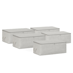 Ocean Home Textile 5'li Orta Boy Gri Balıksırtı Hurç Set 52 X 28 X 21 Cm görseli 2