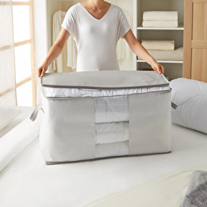 Ocean Home Textile Mega Boy Pvc Pencereli Gri Çizgili Stuff & Things Hurç 75 X 40 X 40 Cm görseli 2