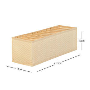 Ocean Home Textile 10 Bölmeli Bej Balıksırtı Çekmece Düzenleyici 11 X 41,5 X 12 Cm görseli 2