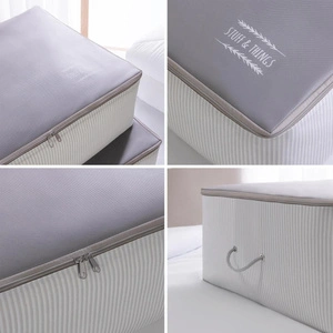 Ocean Home Textile 2 Adet Mega Boy Gri Çizgili Stuff&things Baza Altı Hurç Set 74 X 46 X 22 Cm