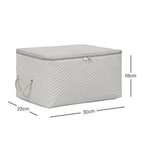 Ocean Home Textile Küçük Boy Gri Balıksırtı Hurç 30 X 22 X 18 Cm görseli 2