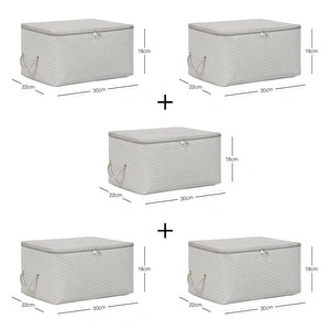 Ocean Home Textile 5'li Küçük Boy Gri Balıksırtı Hurç Set 30 X 22 X 18 Cm görseli 3