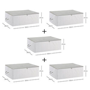 Ocean Home Textile 5'li Orta Boy Gri Çizgili Stuff & Things Hurç Set 52 X 28 X 21 Cm görseli 3