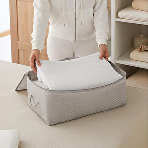 Ocean Home Textile Orta Boy Gri Balıksırtı Hurç 52 X 28 X 21 Cm görseli 3