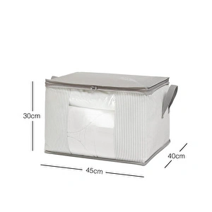 Ocean Home Textile Orta Boy Pvc Pencereli Gri Çizgili Stuff & Things Hurç 45 X 40 X 30 Cm görseli 4