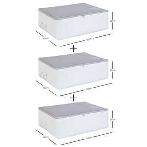 Ocean Home Textile 3'lü Büyük Boy Gri Renk Stuff & Things Baza Altı Hurç Set görseli 2