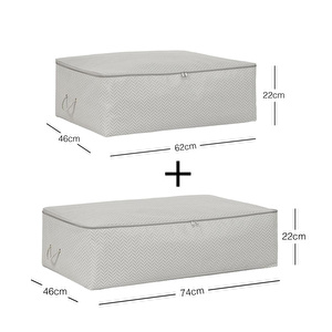 Ocean Home Textile 2'li Gri Balıksırtı Baza Altı Hurç Set görseli 3